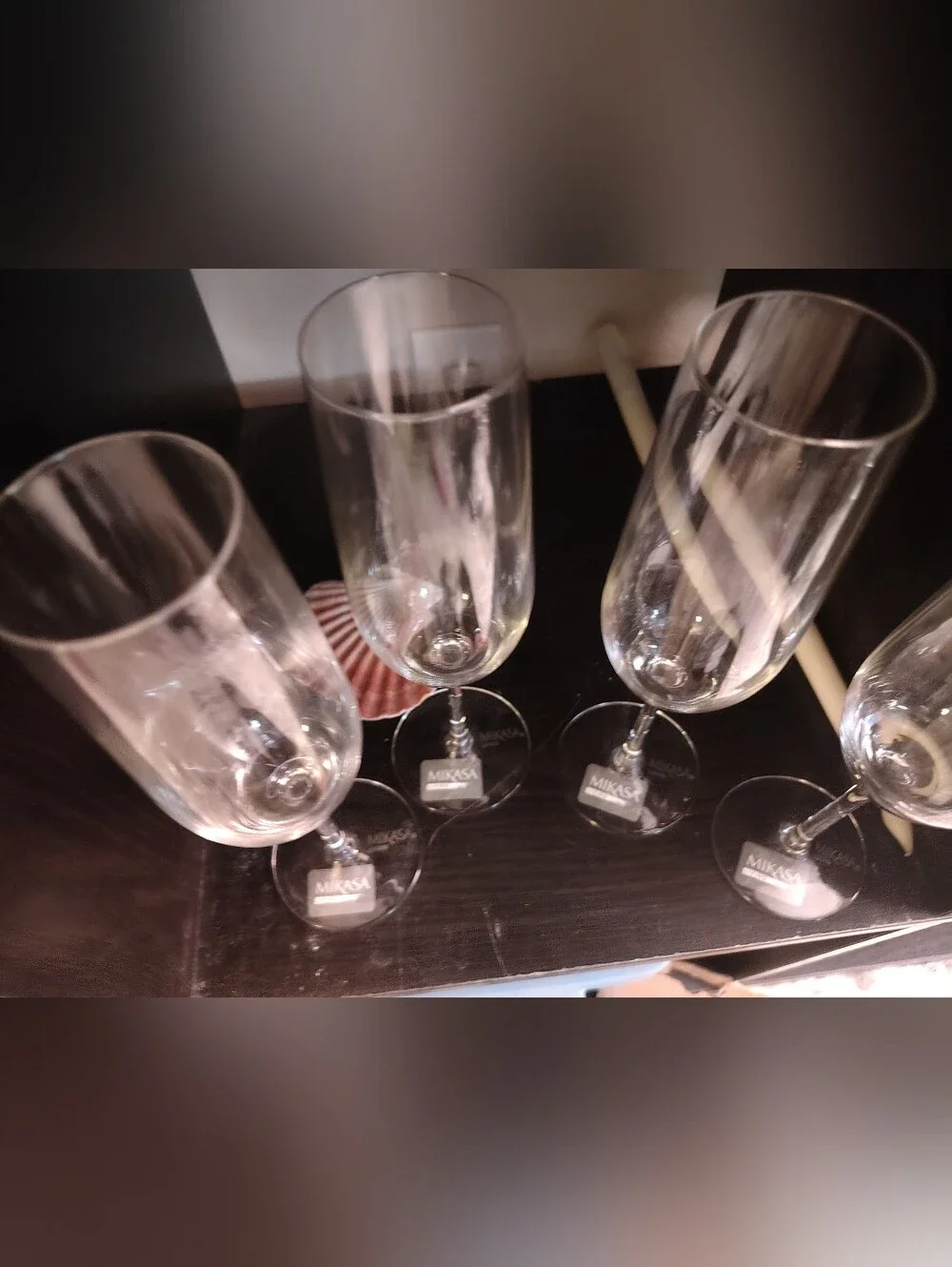 Mikasa Living Mia Glass Champagne Flutes Set of 4 NIB